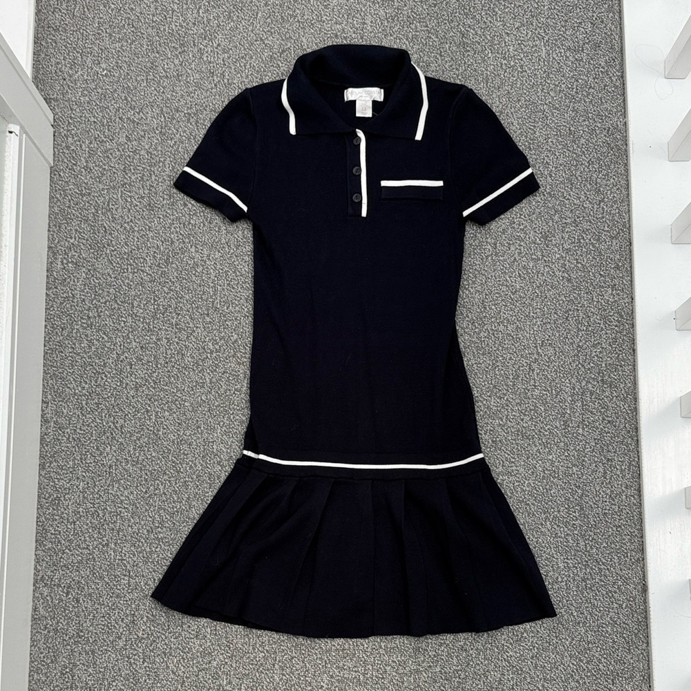 Caroline Constas Navy Blue Women’s Dress with White Trim
